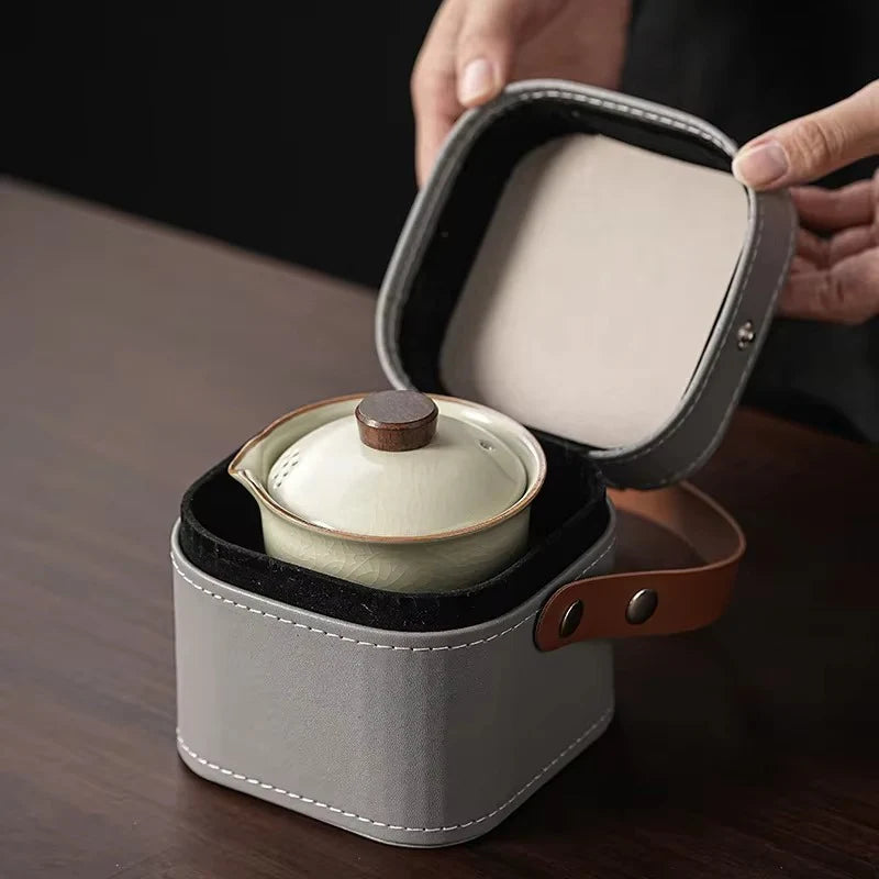 Portable Ceramic Travel Tea Set for Home and Outdoor Use